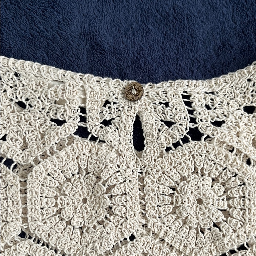 48# Boho NWOT Cream Crochet Sweater - Picture 11 of 11